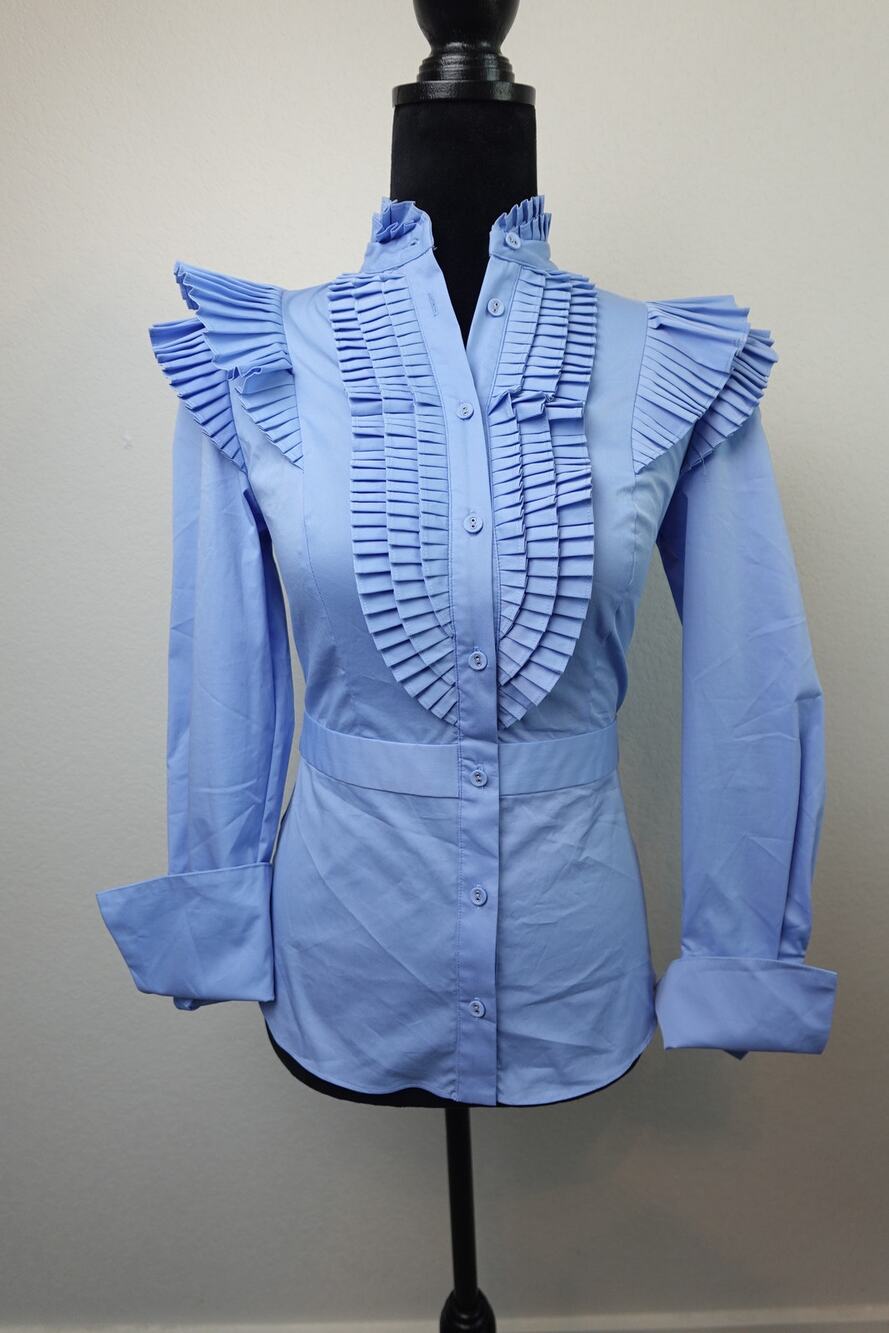 Chic Karen Millen Blue Blouse Size 2 New with Minor Imperfection